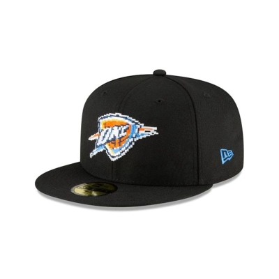 Black Oklahoma City Thunder Hat - New Era NBA Pixel 59FIFTY Fitted Caps USA0468175